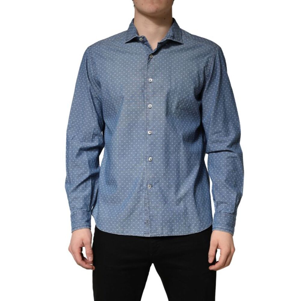 Domenico Tagliente Blue Long Sleeve Collared Casual Men's Shirt